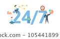 24 by 7. Concept with keyword, people and icons. Flat vector illustration. Isolated on white. 105441899