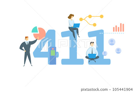 411. Concept with keyword, people and icons. Flat vector illustration. Isolated on white. 411. Concept with keyword, people and icons. Flat vector illustration. Isolated on white. 105441904