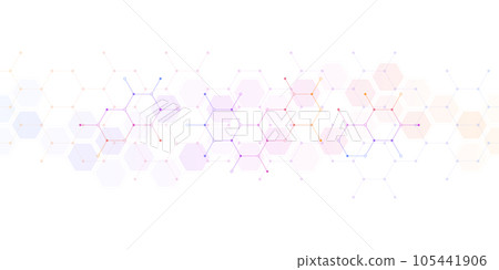 Illustration of the abstract background of molecules. Molecular structures or chemical engineering, genetic research, innovation technology. Scientific, technical, or medical concept 105441906