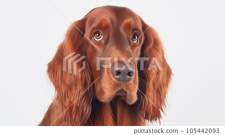 愛爾蘭塞特犬白色背景 愛爾蘭塞特犬白色背景 105442093