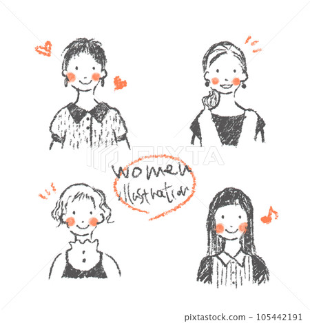 年輕女子自然手繪插畫集幸福的微笑 105442191