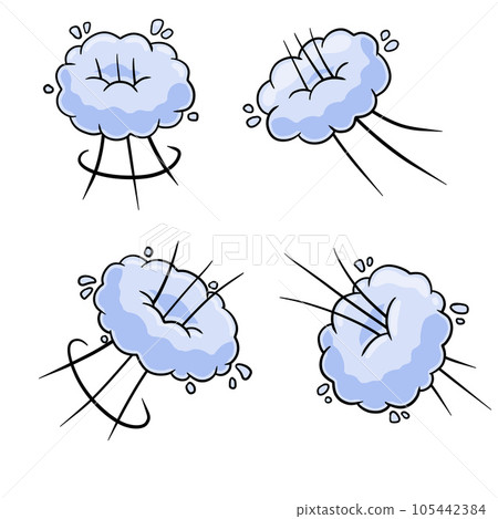 Effect of comic speed. Funny cloud of movement. Bubble cloud. Track and trace. Set of Funny smoke and steam. 105442384