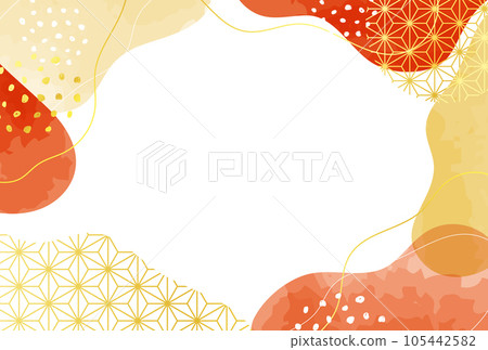 Japanese modern watercolor style New Year's card New Year frame postcard 105442582