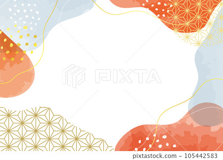 Japanese modern watercolor style New Year's card New Year frame postcard Japanese modern watercolor style New Year's card New Year frame postcard 105442583