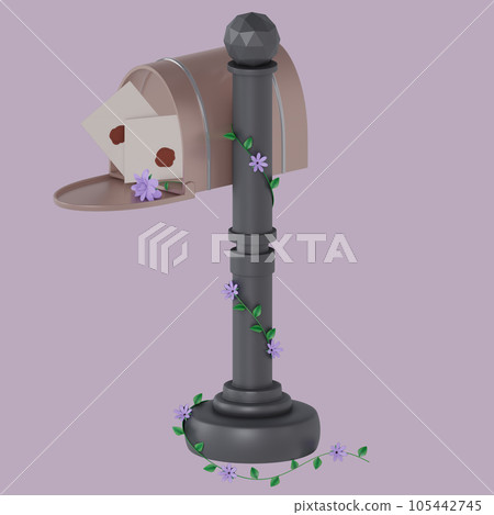 3d rendered mailbox with flowers 3d rendered mailbox with flowers 105442745