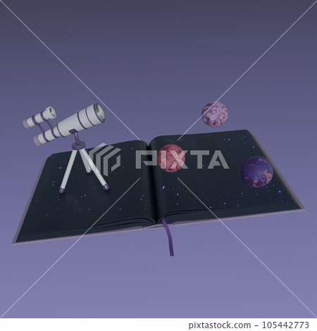 telescope icon with planets isolated 3d render illustration telescope icon with planets isolated 3d render illustration 105442773