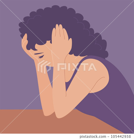 Young woman in a strong upset and fatigue 105442938