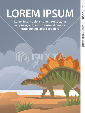 Big stegosaurus lizard in wild prehistoric nature Big stegosaurus lizard in wild prehistoric nature 105442939