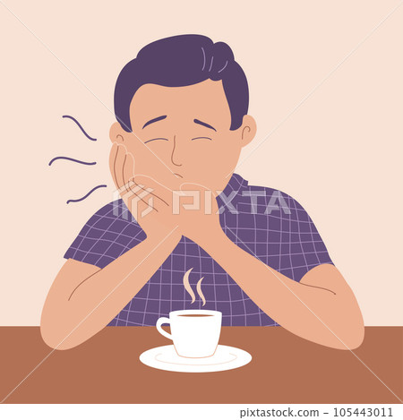 A young man suffers from a toothache 105443011