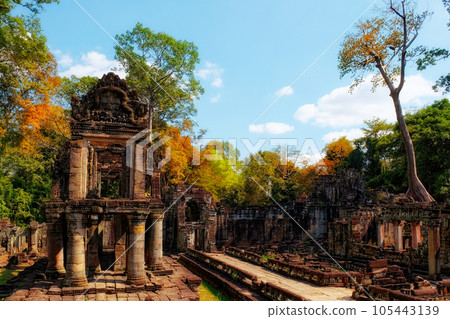 Ancient ruins of Khmer temples, ancient Cambodian architecture, medieval historical monument. 105443139