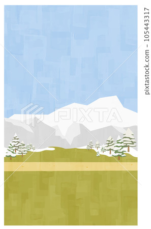 Flat road and winter background material Vertical position 105443317