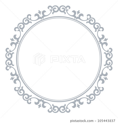 Decorative frame Elegant vector element for design in Eastern style, place for text. Floral gray and white border. Lace illustration for invitations and greeting cards 105443837