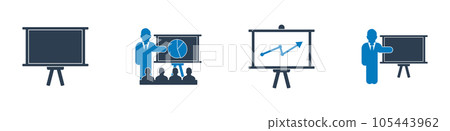 Business Presentation Icon Set. Editable Flat Vector Illustration. Business Presentation Icon Set. Editable Flat Vector Illustration. 105443962