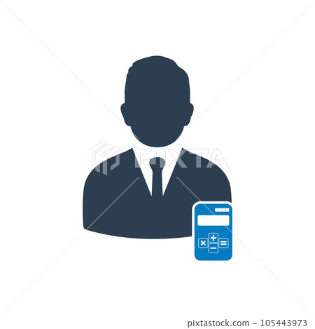 Business Accountant Icon. With Businessman and Calculator Symbols. Editable Flat Vector Illustration. 105443973