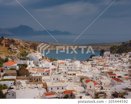 travel to city of Lindos on island of Rhodes, Greece travel to city of Lindos on island of Rhodes, Greece 105444592