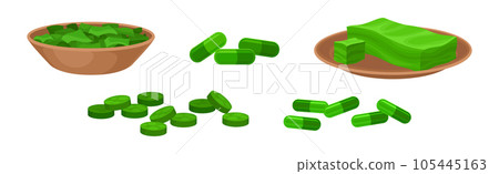 Spirulina Organic Superfood Products Vector Set Spirulina Organic Superfood Products Vector Set 105445163