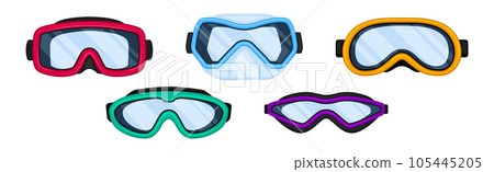 Watertight Diving Goggles for Swimming Underwater Vector Set 105445205