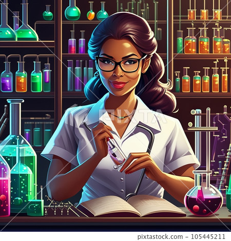 Medical researcher woman making chemical test Medical researcher woman making chemical test 105445211