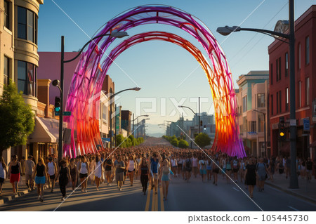 Pride month in America. AI Generative 105445730