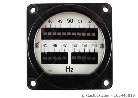 Close-up of an vintage ancient frequency counter Close-up of an vintage ancient frequency counter 105445819