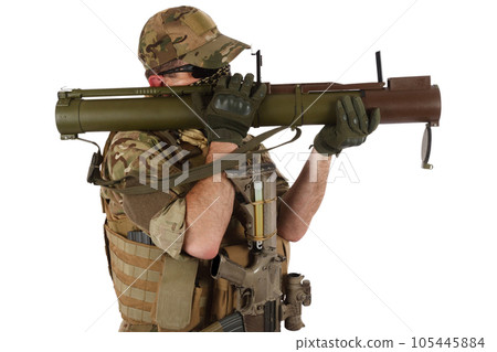 special forces operator fire RPG rocket launcher special forces operator fire RPG rocket launcher 105445884