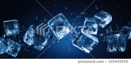 Ice cubes on a dark blue background. 105445939