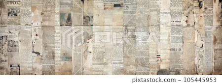 Newspaper collage background. Old newspaper clippings 105445953