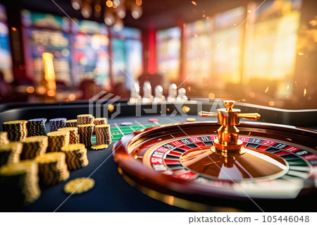 Roulette wheel in a casino. 105446048