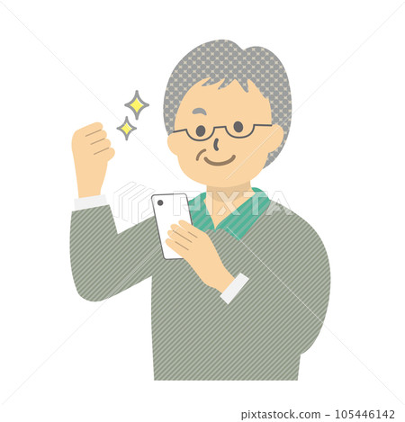 Stock Illustration: Senior man operating a smartphone_3 105446142