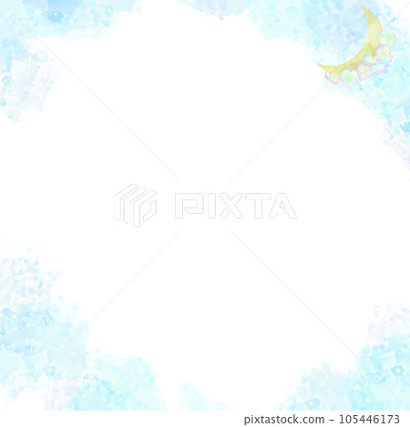 A fantasy frame formed with pastel colored flowers and the moon. 105446173