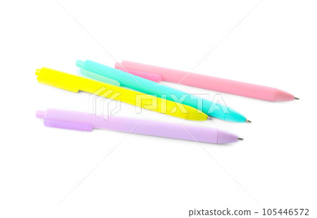 Set of colorful retractable pens isolated on white 105446572
