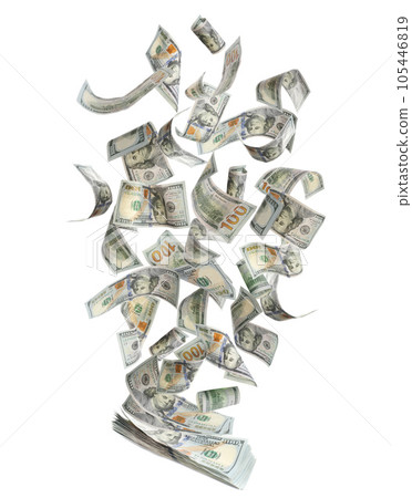 Many American dollars on white background. Flying money Many American dollars on white background. Flying money 105446819