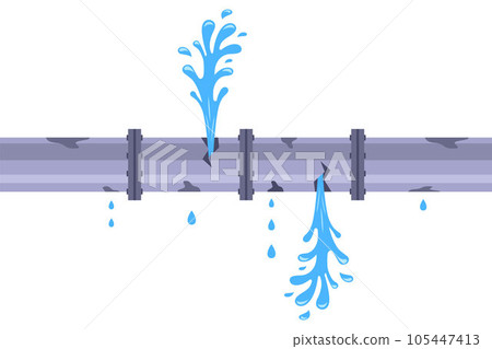 old leaking pipe. flooding in the apartment. 105447413