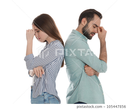 Couple with relationship problems on white background 105447856