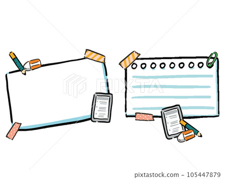 Memo and notebook frame illustration set 2 types Memo and notebook frame illustration set 2 types 105447879