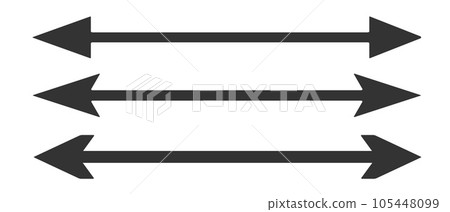 Long horizontal arrow. Black straight double arrow. Vector icon. Long horizontal arrow. Black straight double arrow. Vector icon. 105448099