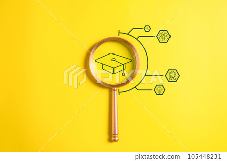 education icon and graduate cap concept. person graduation icon. High quality photo 105448231