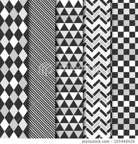Set of vector geometric seamless patterns. 105448426