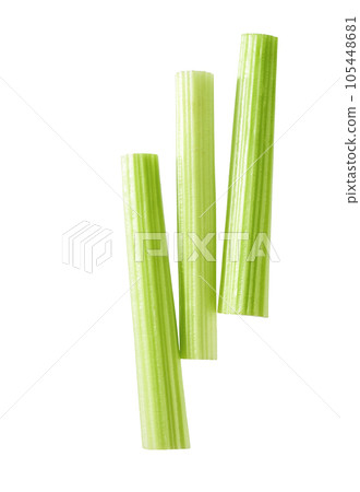 Top view of celery isolated on white background. Top view of celery isolated on white background. 105448681