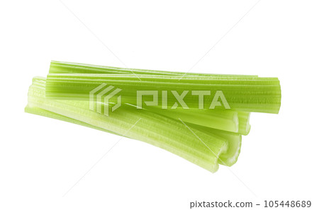 fresh green celery isolated . celery stalk isolated on white background. fresh green celery isolated . celery stalk isolated on white background. 105448689