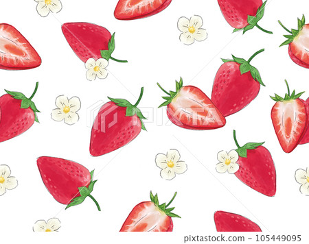 草莓插畫（水彩、手繪、草莓花、水果、漿果） 105449095