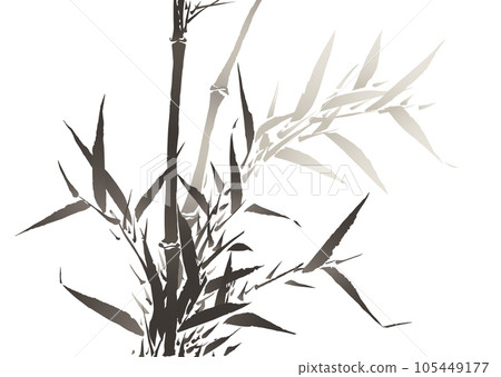 Bamboo in watercolor style. After a painting in the Japanese illustrated book Maika gafu, published 1814, in the Edo period. Colored illustration, isolated, on white background. Vector. 105449177