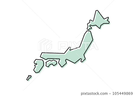 日本綠色簡單手寫地圖 日本綠色簡單手寫地圖 105449869