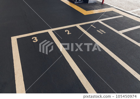 Airport bus stop line up boarding frame 105450974