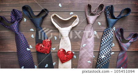 Happy Fathers Day background concept made from necktie with heart shape. Happy Fathers Day background concept made from necktie with heart shape. 105451094