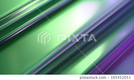 The close up of a glossy metal surface in lavender, mint green, and olive green colors with a soft focus. Exuberant 3D illustration. 105452051