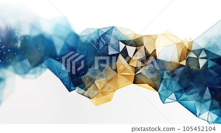 Abstract watercolor artwork mixed with buzzy geometric shapes 105452104