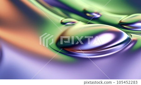 The close up of a glossy metal surface in lavender, mint green, and olive green colors with a soft focus. Exuberant 3D illustration. The close up of a glossy metal surface in lavender, mint green, and olive green colors with a soft focus. Exuberant 3D illustration. 105452283