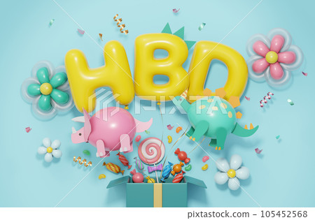 3D cheerful party balloons poster 3D cheerful party balloons poster 105452568