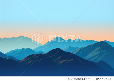 Beautiful wallpaper shades of blue and orange in the blue mountains. Generative AI AIG27. 105452575